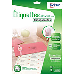 AVERY J8560CL - 126 étiquettes adresses 63,5 x 38,1 mm, Mates, transparentes Jet d'Encre