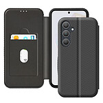 Avizar Étui pour Samsung A35 Fibre de Carbone Support Vidéo et Anti-RFID Noir