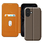 Avizar Étui pour iPhone 16 Fibre de Carbone Support Vidéo et Anti-RFID Marron
