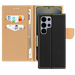 Avizar Étui pour Samsung Galaxy S25 Ultra Portefeuille Cuir Saffiano Fancy Noir / Or Avizar Étui pour Samsung Galaxy S25 Ultra Portefeuille Cuir Saffiano Fancy Noir / Or