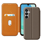 Avizar Étui pour Samsung A16 Fibre de Carbone Support Vidéo et Anti-RFID Marron