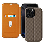 Avizar Étui pour iPhone 16 Pro Max Fibre Carbone Support Vidéo et Anti-RFID Marron