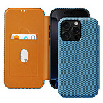 Avizar Étui pour iPhone 16 Pro Max Fibre Carbone Support Vidéo et Anti-RFID Bleu