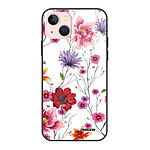 Evetane Coque iPhone 13 Mini Coque Soft Touch Glossy Fleurs Multicolores Design