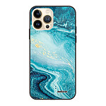 Evetane Coque iPhone 13 Pro Coque Soft Touch Glossy Bleu Nacré Marbre Design