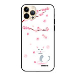 Evetane Coque iPhone 13 Pro Max Coque Soft Touch Glossy Chat et Fleurs Design