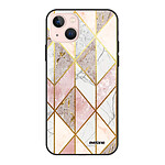 Evetane Coque iPhone 13 Coque Soft Touch Glossy Marbre Rose Losange Design