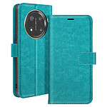 Mayaxess Étui pour Honor Magic 7 Lite Portefeuille avec Dragonne Turquoise