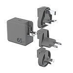 Force Power Kit Chargeur Universel 65W USB-A et 2 USB-C avec Cable USB-C Ultra Renforcé Gris