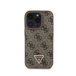 Guess Coque pour Apple iPhone 16 Pro Édition 4G Strass Triangle Métallisé Noir