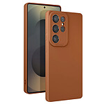 Avizar Coque pour Samsung Galaxy S25 Ultra Silicone Mat Marron