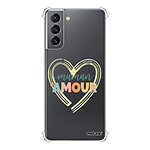 Evetane Coque Samsung Galaxy S21 5G Silicone antichocs Solides coins renforcés  transparente Motif Maman d'amour