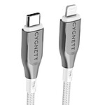 CYGNETT Câble Lightning vers USB-C 30W Série Armoured Charge et Synchronisation 2m Blanc