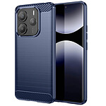 Avizar Coque pour Xiaomi Redmi Note 14 5G Silicone Design Carbone Brossé Bleu nuit