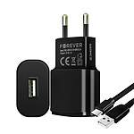 Forever Chargeur Secteur USB 1A Charge sécurisée Câble USB Type C 1.2m Forever Noir