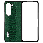 Abeel Coque pour Samsung Z Fold 5 Hybride Cuir Motif Serpent Abeel vert foncé