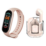 Avizar Pack Sport Écouteurs TWS Imagine Bluetooth 5.3 ENC et Bracelet Connecté Rose