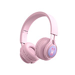Avizar Casque Audio Bluetooth 5.0 avec Rétroéclairage LED Modèle RabbiX Rose