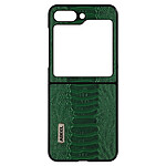 Abeel Coque pour Samsung Z Flip 5 Hybride Cuir Motif Serpent Abeel vert foncé