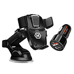 Hammer Support Voiture Smartphone Ventouse et Chargeur Allume cigare 30W 2x USB HAMMER