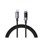 Avizar Câble de chargement 30W Type-C à Lightning 1.2m Modèle Display SF avec Écran LED Noir