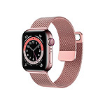Avizar Bracelet pour Apple Watch 42/44/45mm en acier inoxydable type milanais Rose