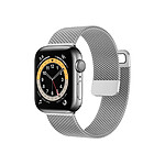 Avizar Bracelet pour Apple Watch 42/44/45mm en acier inoxydable type milanais Argent