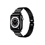 Avizar Bracelet pour Apple Watch 42/44/45mm en acier inoxydable Strass Noir