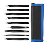 UF-Tools Kit de 9 Pinces Antistatiques en Acier Inoxydable Réparation Bricolage Noir