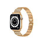 Avizar Bracelet pour Apple Watch 42/44/45mm en acier inoxydable Strass Dorée