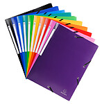 EXACOMPTA Chemise à élastiques 3 rabats PP OPAK - A4 - Coloris Aléatoire x 10