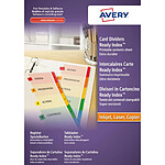 AVERY Jeu intercalaires 6 touches Ready Index™ (sommaire personnalisable) carte perforées touches assorties. Format A4+. Impression laser, jet d'encre