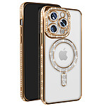Avizar Coque Diamant pour iPhone 14 Pro MagSafe Contour Strass