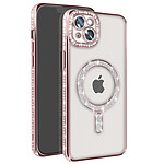 Avizar Coque Diamant pour iPhone 14 Plus MagSafe Contour Strass