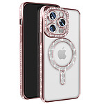 Avizar Coque Diamant pour iPhone 14 Pro MagSafe Contour Strass
