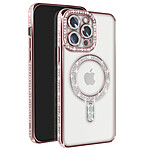 Avizar Coque Diamant pour iPhone 13 Pro MagSafe Contour Strass