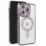 Avizar Coque Diamant pour iPhone 14 Pro MagSafe Contour Strass