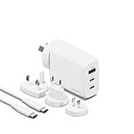 CYGNETT Chargeur de Voyage Multiport 67W GaN PowerMaxx avec Câble USB-C 1m Blanc