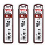 ROTRING Etui de 12 mines Tikky Pour porte-mines 0,5 mm HB x 3
