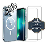 Evetane Coque iPhone 13 Pro Max Antichoc compatible Magsafe + 2 Protections écran et 2 protections Objectif Caméra