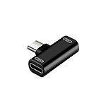 Avizar Adaptateur Splitter Double USB Type-C vers USB Type-C Noir