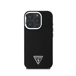 Guess Coque pour iPhone 16 Pro Texture Grainé avec Logo Triangulaire Noir