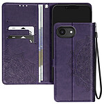 Avizar Étui Fleurs Mandala pour iPhone 16e Portefeuille Dragonne Violet