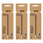BIC Etui de 3 Recharges pour Stylo Bille Cristal Re’New Pointe Moyenne bleue x 3