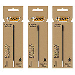 BIC Etui de 3 Recharges pour Stylo Bille Cristal Re’New Pointe Moyenne Noire x 3