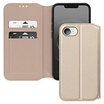 Avizar Étui pour iPhone 16e Clapet Porte-Cartes et Support Vidéo Dorée