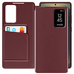 Avizar Étui Fenêtre pour Samsung Galaxy S25 Ultra avec Clapet Porte-Carte Bordeaux