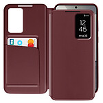 Avizar Étui Fenêtre pour Samsung Galaxy S24 avec Clapet Porte-Carte Bordeaux
