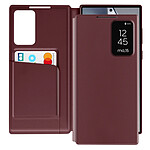 Avizar Étui Fenêtre pour Samsung Galaxy S24 Ultra avec Clapet Porte-Carte Bordeaux