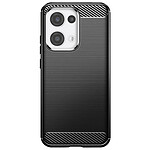 Avizar Coque pour Oppo Reno 13 Silicone Design Carbone Brossé Noir